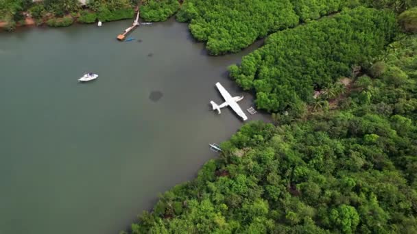 Imagens Avião Naufragado Meio Submerso Nas Filipinas 360 Volta Avião — Vídeo de Stock
