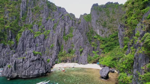 Drönarbilder Flygfoto Över Lagunen Och Bukten Som Huvudämne Filippinerna Dolly — Stockvideo