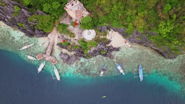 Drohnenaufnahmen Luftaufnahme Der Lagune Und Bucht Als Hauptthema Auf Den — Stockvideo