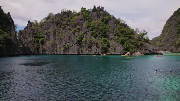 Drönarbilder Flygfoto Över Lagunen Och Bukten Som Huvudämne Filippinerna — Stockvideo