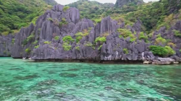 Drone Beelden Luchtfoto Van Lagune Baai Als Hoofdonderwerp Filippijnen Lage — Stockvideo