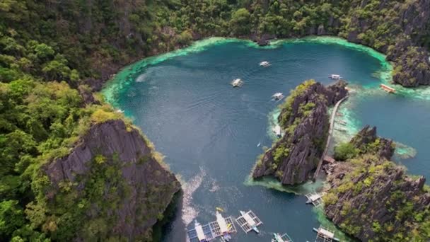 Drönarbilder Flygfoto Över Lagunen Och Bukten Som Huvudämne Filippinerna Fantastisk — Stockvideo