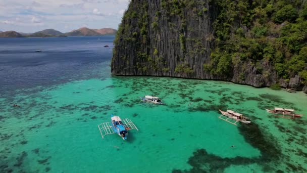 Záběry Dronu Letecký Pohled Lagunu Záliv Jako Hlavní Předmět Filipínách — Stock video