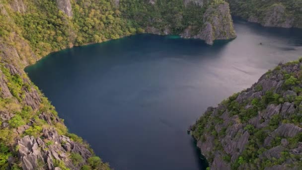 Drönarbilder Flygfoto Över Lagunen Och Bukten Som Huvudämne Filippinerna Fantastisk — Stockvideo
