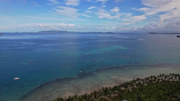 Drönarbilder Kustlinjen Port Barton Filippinerna Gör 360 För Att Det — Stockvideo
