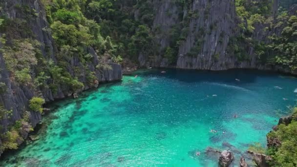 Drohnenaufnahmen Der Twin Lagoon Auf Den Philippinen Weite Sicht Auf — Stockvideo