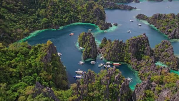 Filmagem Drones Twin Lagoon Nas Filipinas Fotografia Alta Altitude Para — Vídeo de Stock