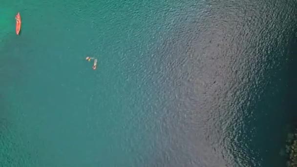 Nagranie Drona Twin Lagoon Filipinach Kąt Kamery Stopni Zoom Środku — Wideo stockowe