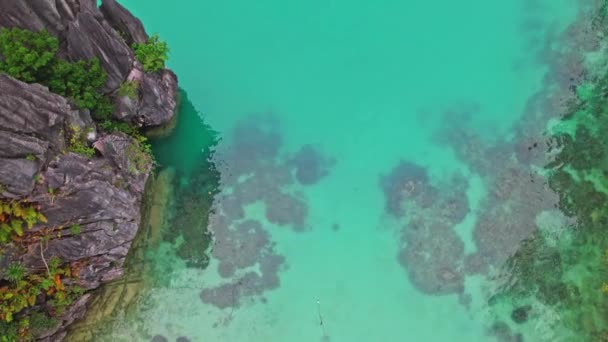 Drone Footage Secret Lagoon Philippines Degree Camera View See Turquoise — Stock Video