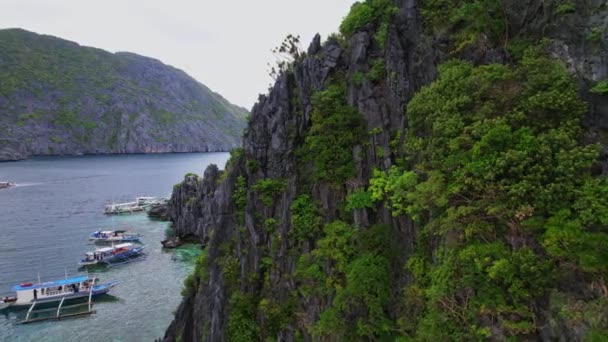 Drohnenaufnahmen Der Geheimen Lagune Auf Den Philippinen Dolly Und Pan — Stockvideo