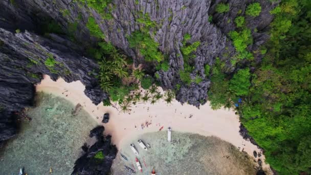 Záběry Dronů Tajné Laguně Filipínách Kamer Úhel Být Nad Zálivem — Stock video