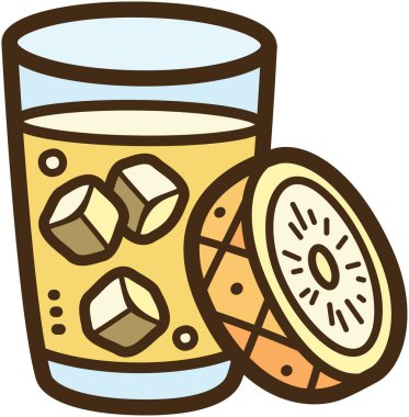 Ananas içeceği vektör karalama çizimi ve grafik