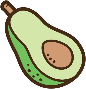 Yarısı kesilmiş avokado vektör karalama çizimi ve grafik