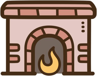 Şömine vektörü karalama çizimi ve grafik