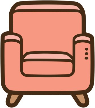 Tek kişilik kanepe vektör çizimi ve çizimi