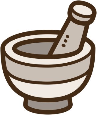 Havan ve tokmak vektör karalama çizimi ve grafik