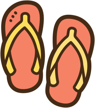 Parmak arası terlikler vektör karalama çizimi ve grafik