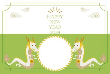 Ejder Fotoğraf Çerçevesi Japon stili 2024 Nişan Yılı