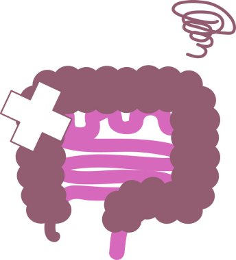 Basit sağlıksız bağırsaklar, iç organlar ve sindirim organları.