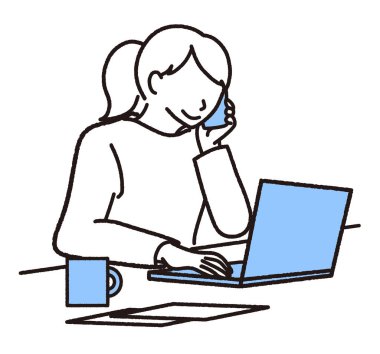 business woman working on laptop computer and notebook vector illustration design