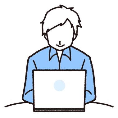 man with laptop computer and notebook vector illustration