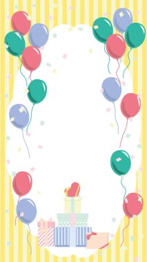 birthday background with balloons and confetti. vector illustration