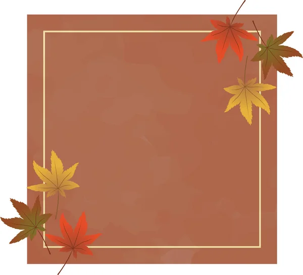 Illustration Square Frame Falling Autumn Leaves — Stock Vector