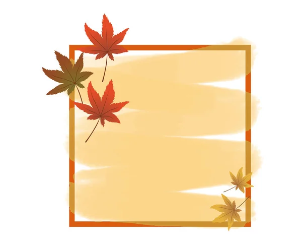 Illustration Square Frame Falling Autumn Leaves — Stock Vector