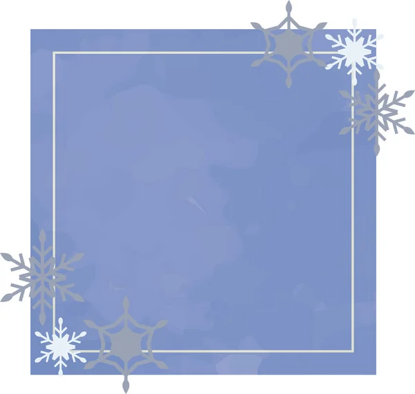 Dit Een Japanse Stijl Vierkante Frame Illustratie Met Sneeuwvlokken Winter — Stockvector