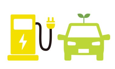 Elektrikli araç şarj istasyonu simgesi. Vektör çizim