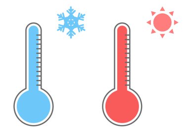Termometre simgesi ayarlandı. Vektör illüstrasyonu