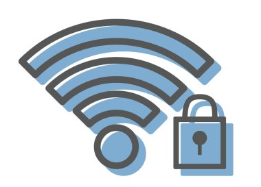 wifi and secure line icon. vector illustration. flat style
