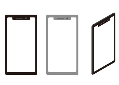 mobile phone icon. black and white illustration on gray background