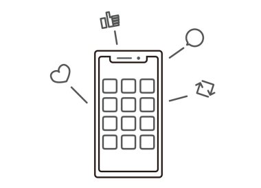 smartphone with mobile phone and heart vector illustration design