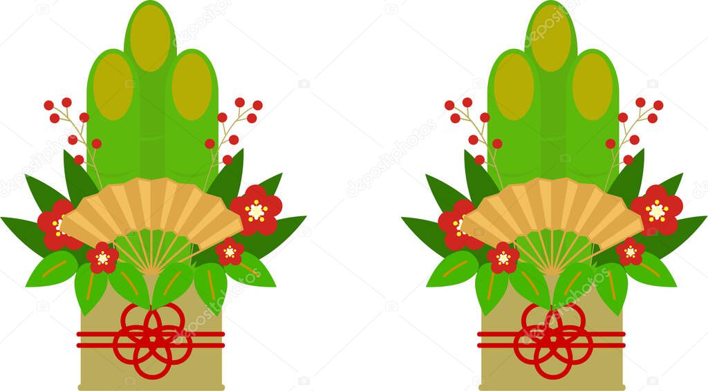 Esta es una ilustración de un kadomatsu, un amuleto de la suerte