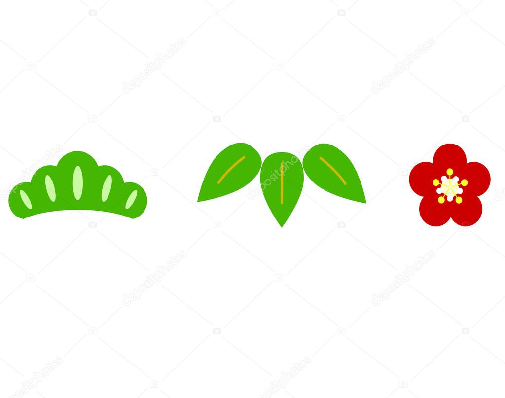 Esta ilustración representa el pino, el bambú y el ciruelo, un amuleto