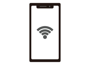Wi-Fi sinyal ikonlu akıllı telefon. düz tasarım biçimi.