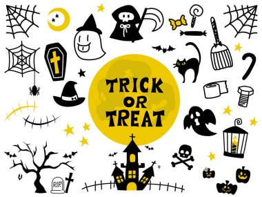 halloween background with hand drawn elements. vector illustration