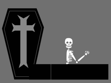 halloween skull with a knife and a fork