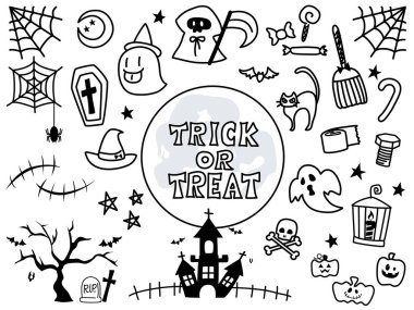 Cadılar Bayramı doodle vektör çizim