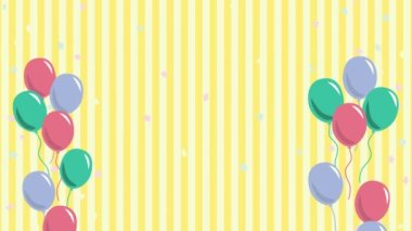 background with colorful balloons and stars. vector illustration