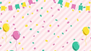 background with confetti and balloons