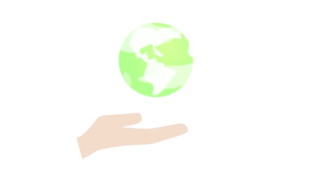 Hand Holding Globe Icon Concept Flat Style Design Illustration — Video
