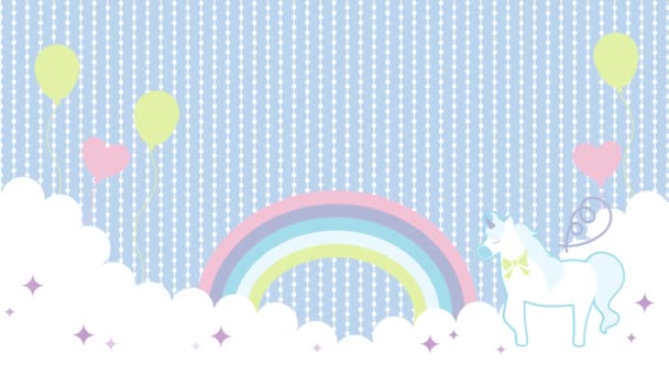 Cute Rainbow Cloud Sky Vector Illustration — Wideo stockowe