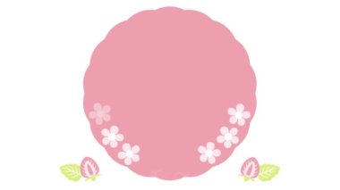 Strawberry flower and fruit frame animation video.Loopable