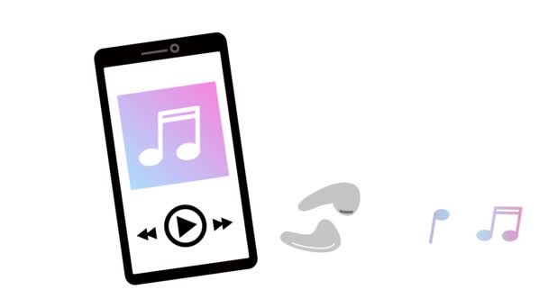 Telefon Komórkowy Odtwarzaczem Muzyki Smartfonem Słuchawkami — Wideo stockowe