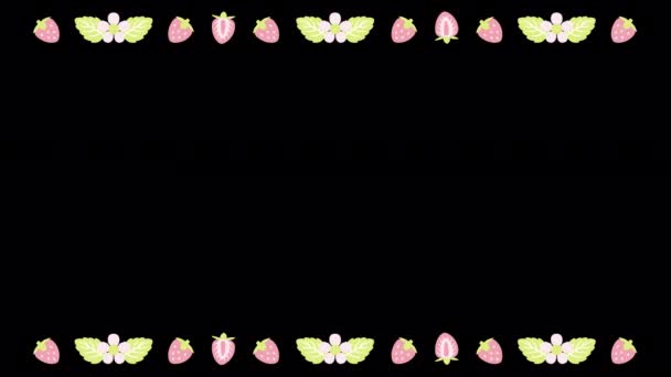 Strawberry Flower Fruit Frame Animation Video Loopable — Wideo stockowe
