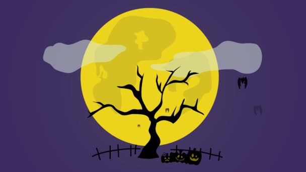 Fondo Halloween Con Luna Murciélagos — Vídeos de Stock