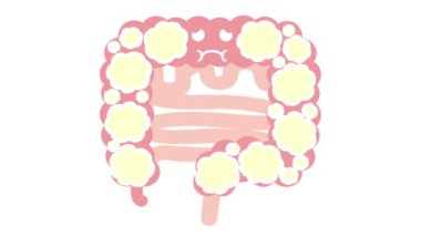 cute baby with flowers, vector illustrationIntestinal environment full of gas