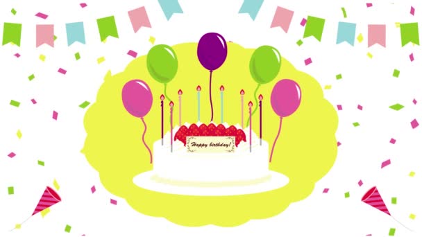 Animated Video Celebrating Birthday Crackers Confetti Adding Festivities — Video Stock